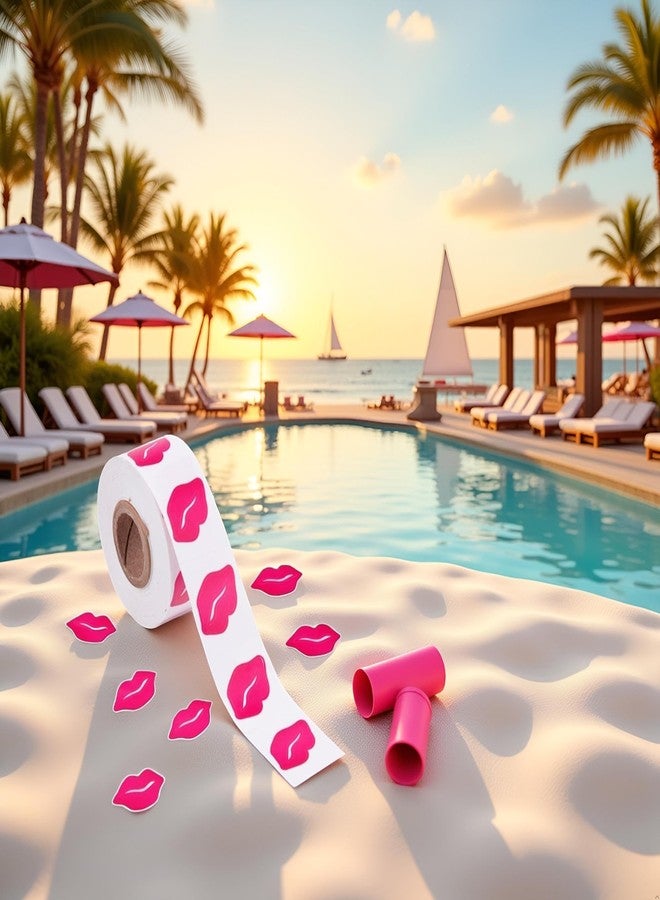 Bwexxt ٥٠٠ قطعة من ملصقات تسمير الشفاه، ملصقات وردية اللون مثقبة ذاتية اللصق على شكل قبلات، ملصقات سرير تسمير ذاتية اللصق قابلة للإزالة، ملصقات جسم مثقبة قابلة للإزالة لتسمير البشرة - Image 2